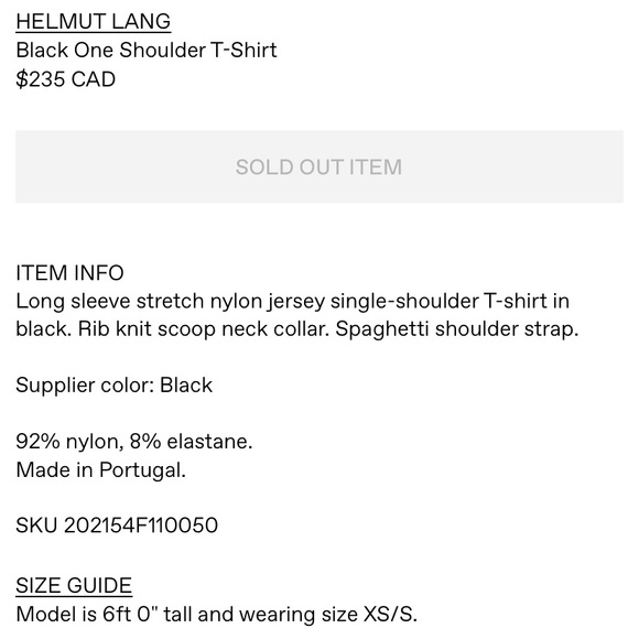 Helmet Lang black one-shoulder t-shirt - Picture 6 of 11